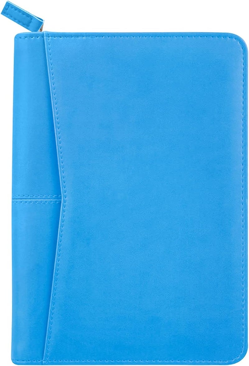 Gorbado Small Portfolio Organizer, A5 Zippered Business Portfolio, Junior Padfolio Folder Binder for Women & Men, 5 x 8 Writing Pad Included, Blue - Image 3
